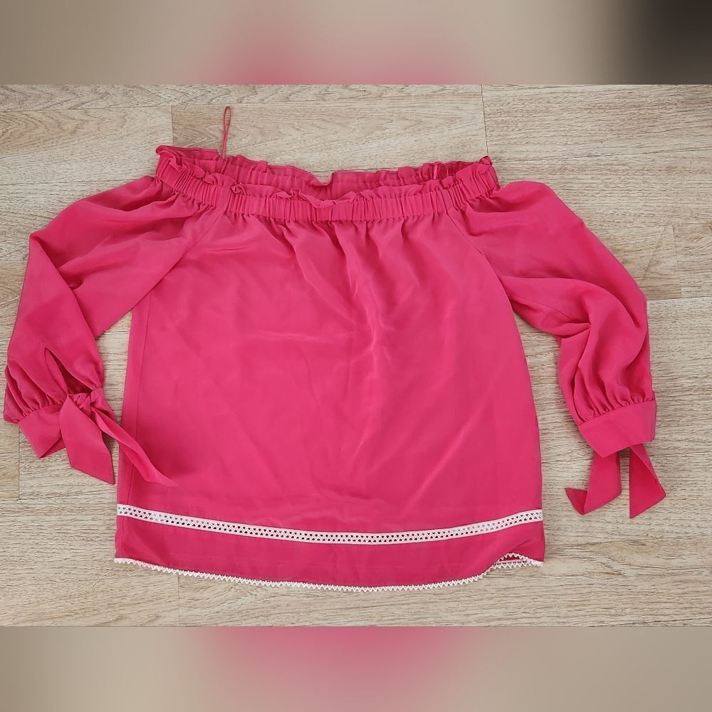Trina Turk Hot Pink Silk Blouse Size M
